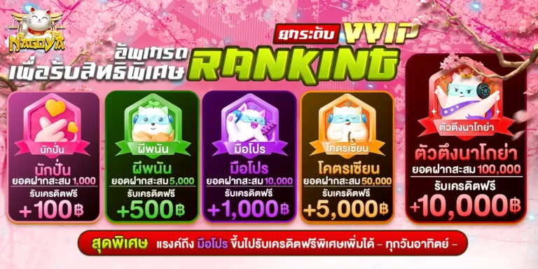 NAGOYA168 ยกระดับ VVIP อัพเกรด RANKING เพื่อรับสิทธิพิเศษ